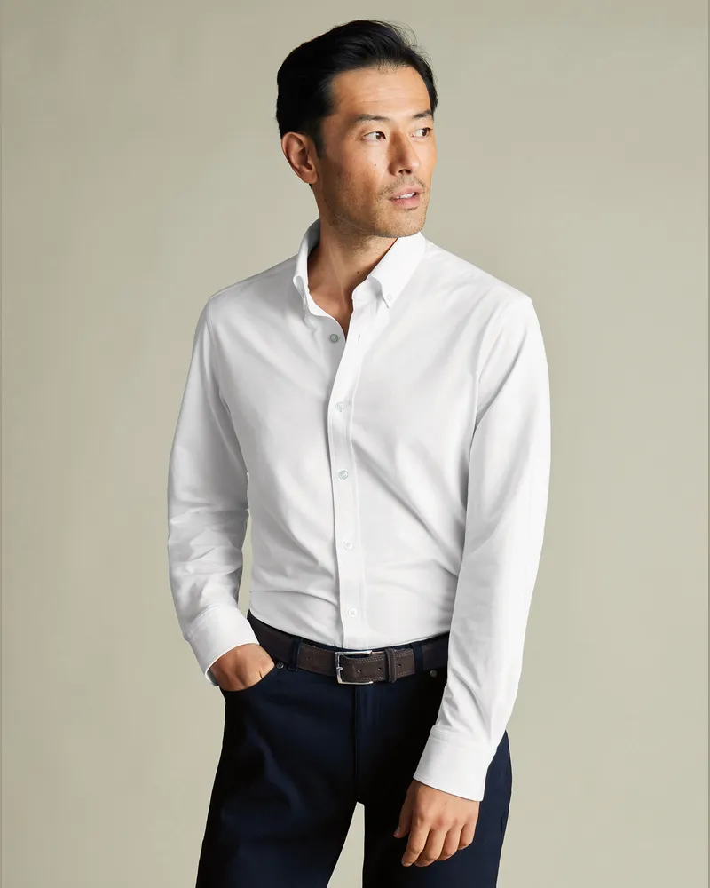 Charles Tyrwhitt Performance-Stretch-Hemd Weiß