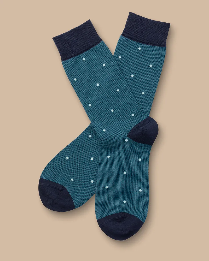 Charles Tyrwhitt Socken mit Punkten Aquamarin Grün