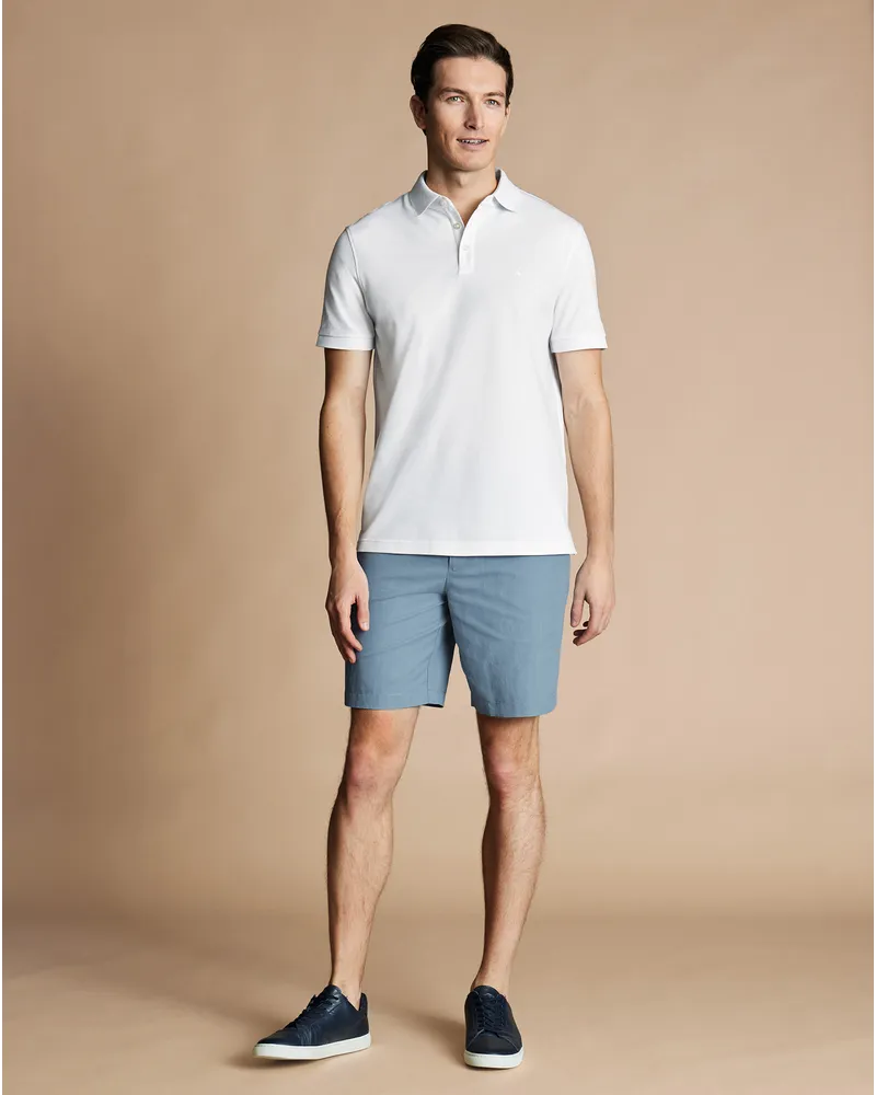 Charles Tyrwhitt Shorts aus Baumwoll-Leinen-Mix Mittelblau