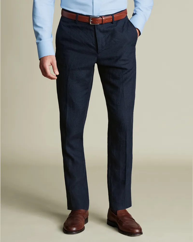 Charles Tyrwhitt Leinenhose Tiefblau Blau