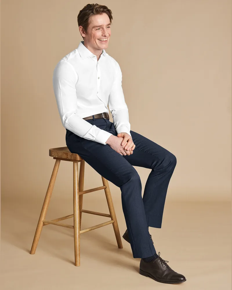 Charles Tyrwhitt Stretch-Wollhose Blau
