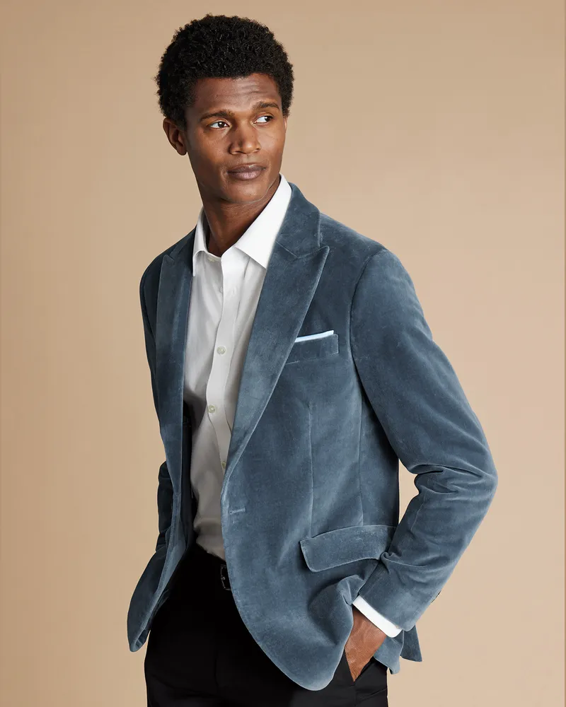 Charles Tyrwhitt Italienisches Samtsakko Blau