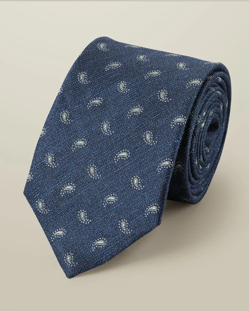 Charles Tyrwhitt Krawatte aus Seide-Leinen-Mix Indigo
