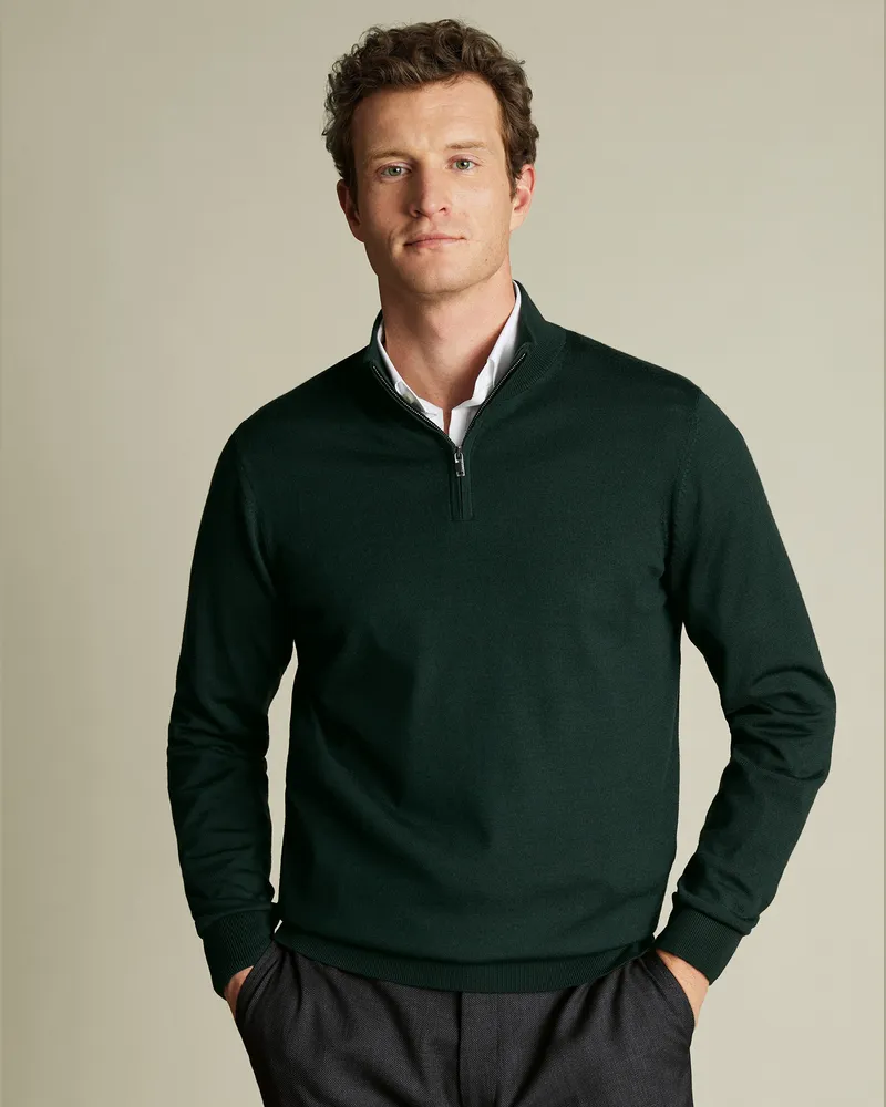 Charles Tyrwhitt Troyer aus Merino Waldgrün Grün