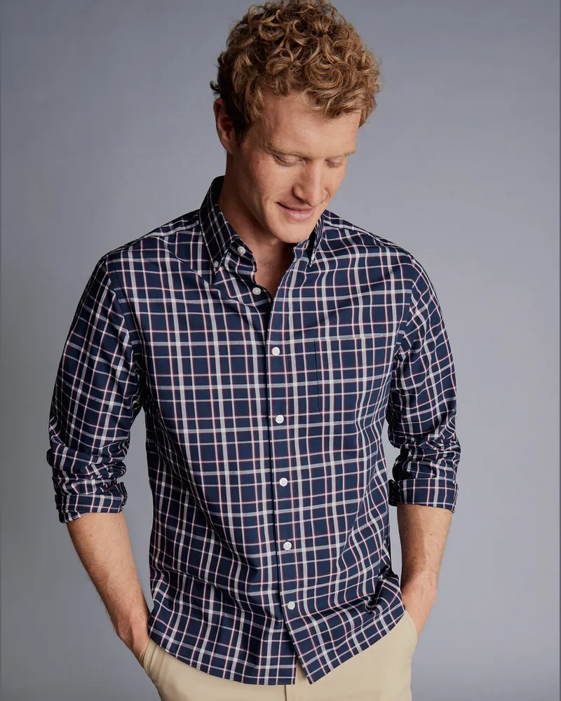 Charles Tyrwhitt Bügelfreies Hemd Rot