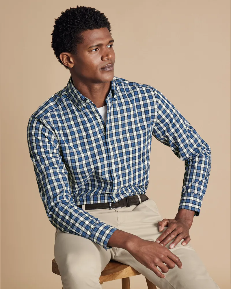 Charles Tyrwhitt Bügelfreies Hemd Blau