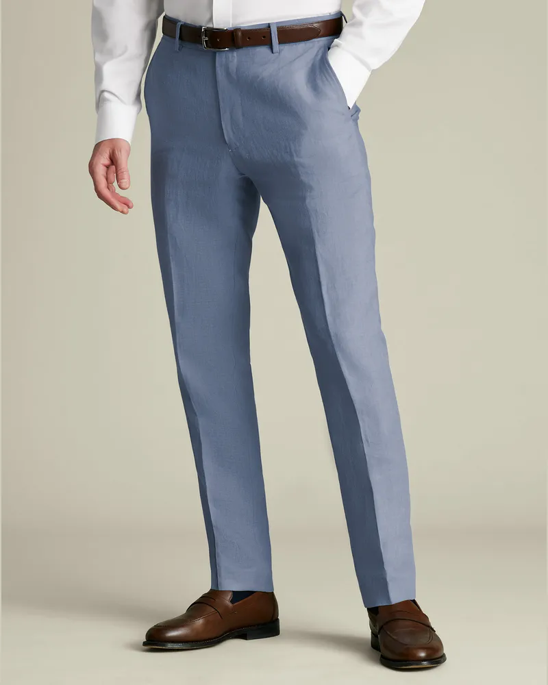Charles Tyrwhitt Leinenhose Airforceblau Blau