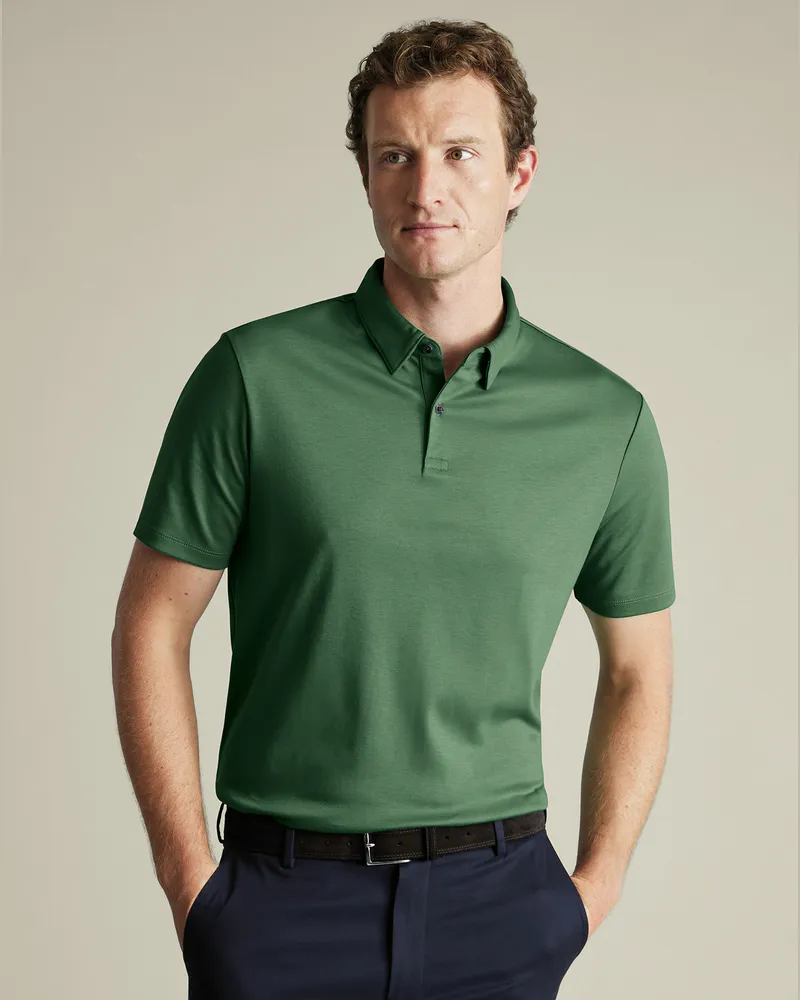 Charles Tyrwhitt Smartes Jersey-Polo Grün Grün