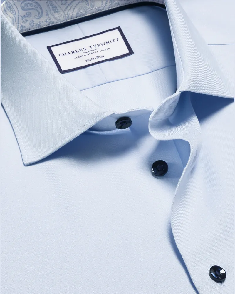 Charles Tyrwhitt Bügelfreies Stretch-Hemd Blau