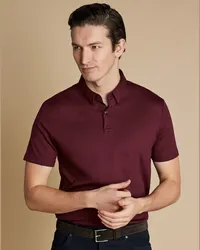 Charles Tyrwhitt Smartes Jersey-Polo Weinrot Rot