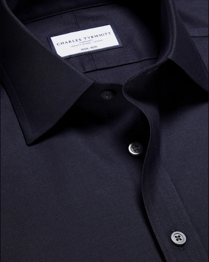 Charles Tyrwhitt Bügelfreies Twill-Hemd Marineblau