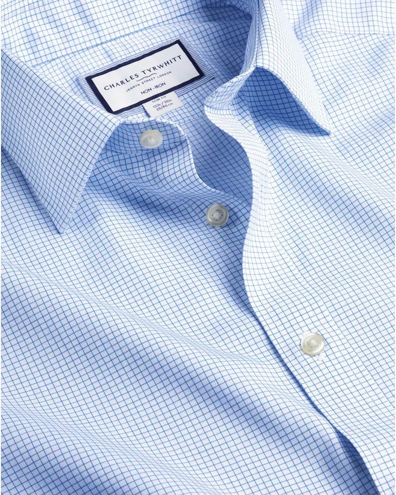 Charles Tyrwhitt Bügelfreies Twill-Hemd Blau