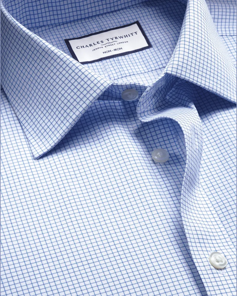 Charles Tyrwhitt Bügelfreies Twill-Hemd Blau