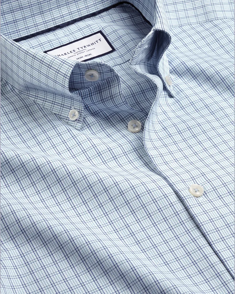 Charles Tyrwhitt Bügelfreies Oxfordhemd Mittelblau