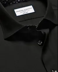 Charles Tyrwhitt Bügelfreies Twill-Hemd Schwarz