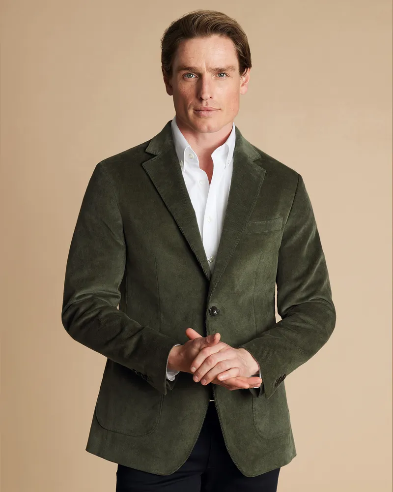 Charles Tyrwhitt Cordsakko Waldgrün Grün
