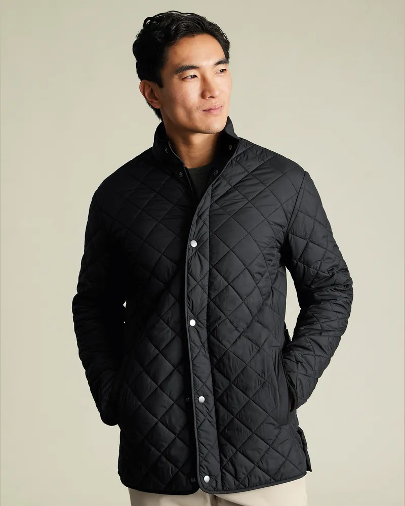Charles Tyrwhitt Steppjacke mit Diamantmuster Schwarz