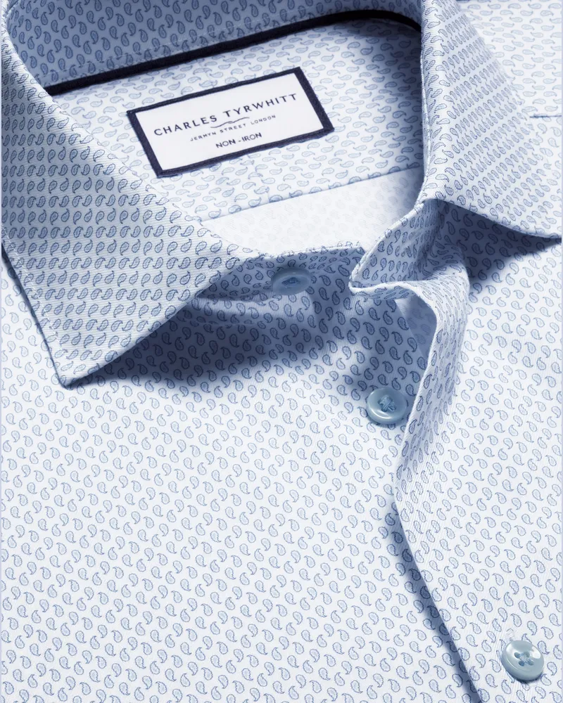 Charles Tyrwhitt Bügelfreies Stretch-Hemd Blau