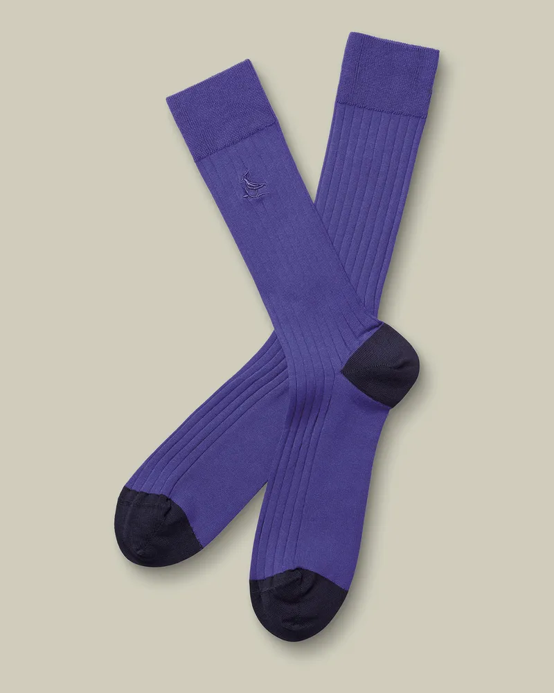 Charles Tyrwhitt Gerippte Baumwollsocken Violett Purple