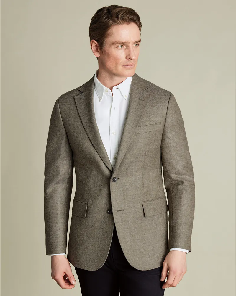 Charles Tyrwhitt Strukturiertes Wollsakko Grau