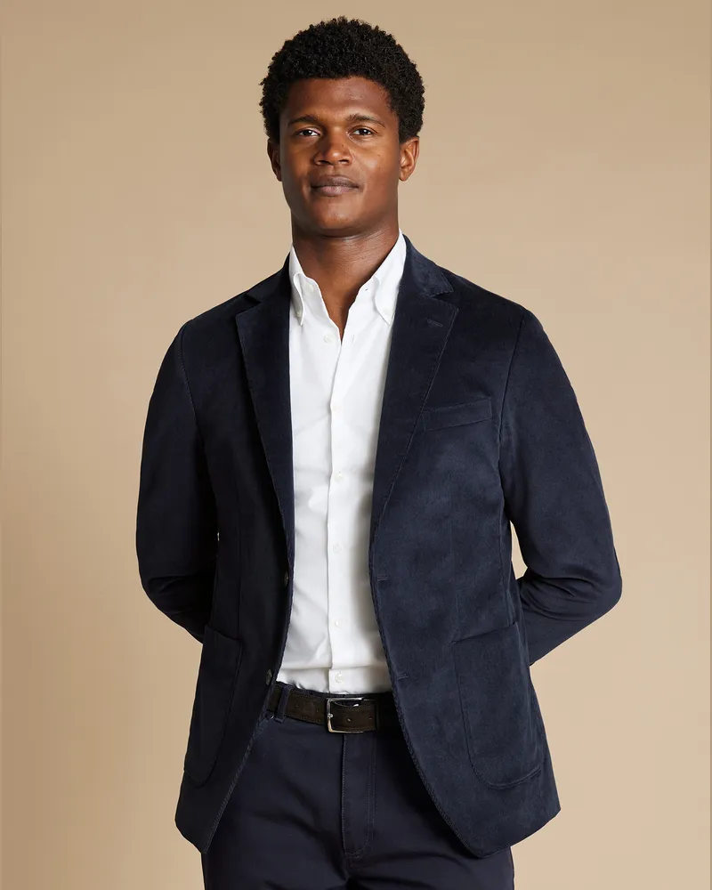 Charles Tyrwhitt Cordsakko Stahlblau Blau
