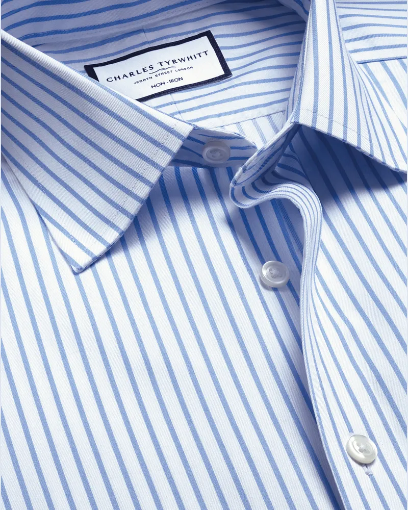 Charles Tyrwhitt Bügelfreies Twill-Hemd Blau