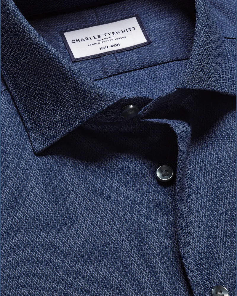 Charles Tyrwhitt Bügelfreies Hemd Blau