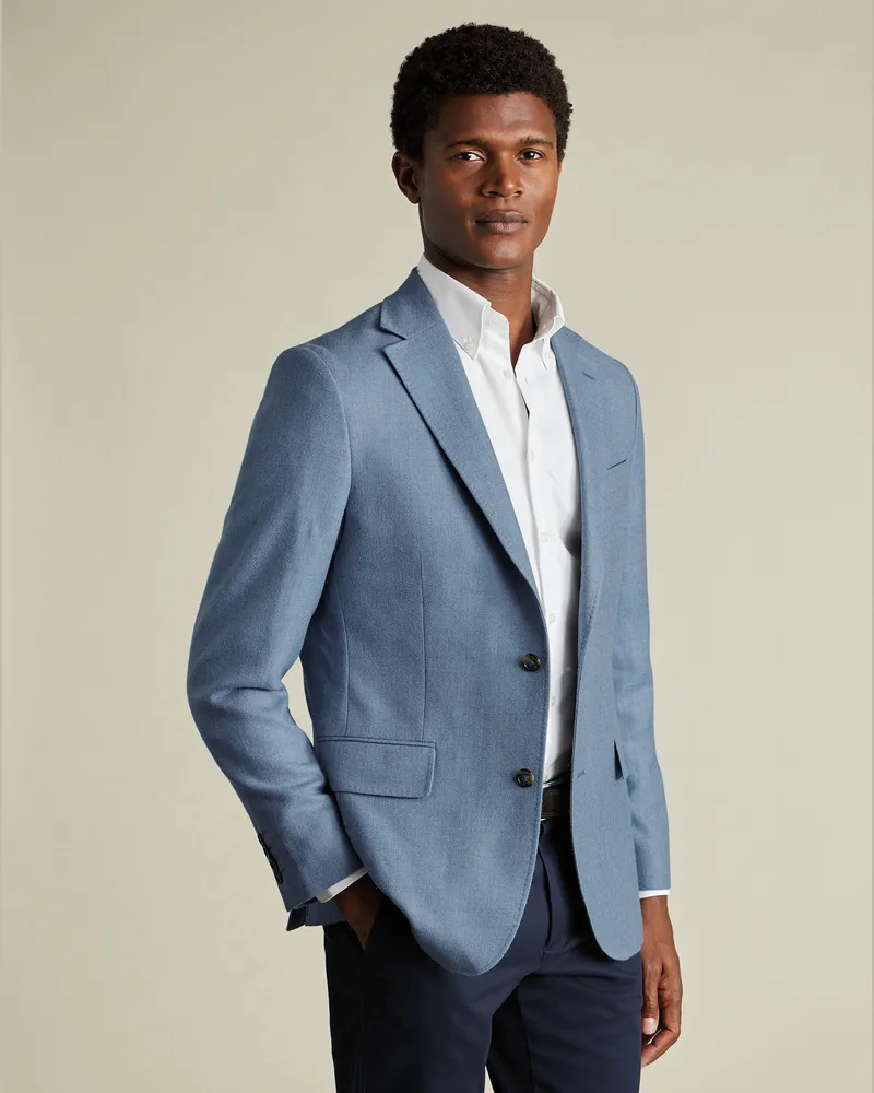 Charles Tyrwhitt Strukturiertes Wollsakko Blau