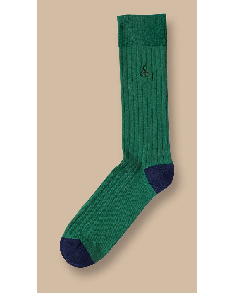 Charles Tyrwhitt Rippstrick-Baumwollsocken Grün