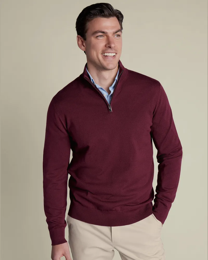 Charles Tyrwhitt Troyer aus Merino Burgunderrot Rot