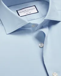 Charles Tyrwhitt Bügelfreies Twill-Hemd Blau