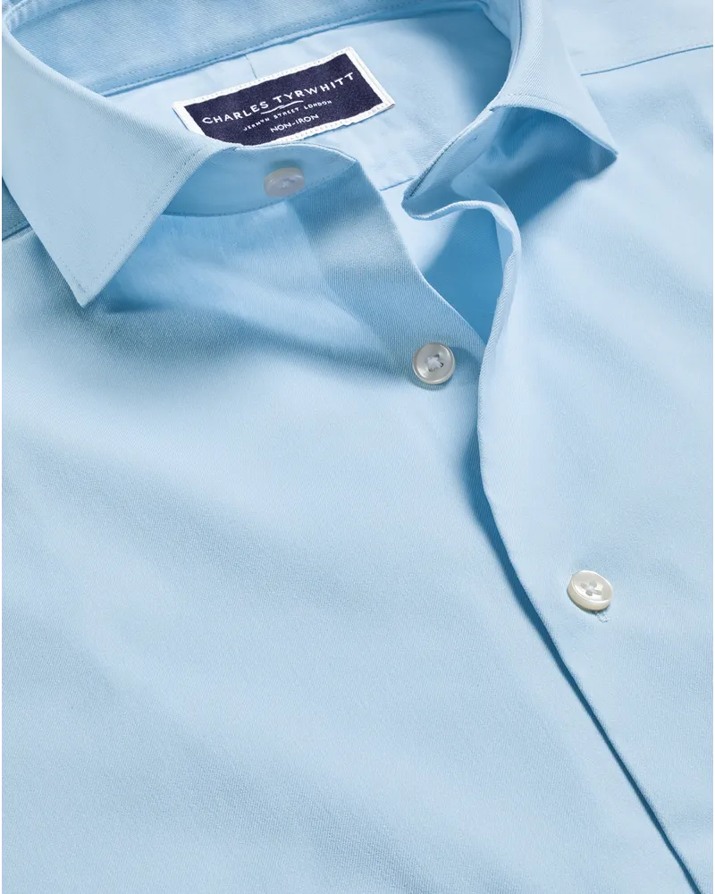 Charles Tyrwhitt Bügelfreies Twill-Hemd Blau