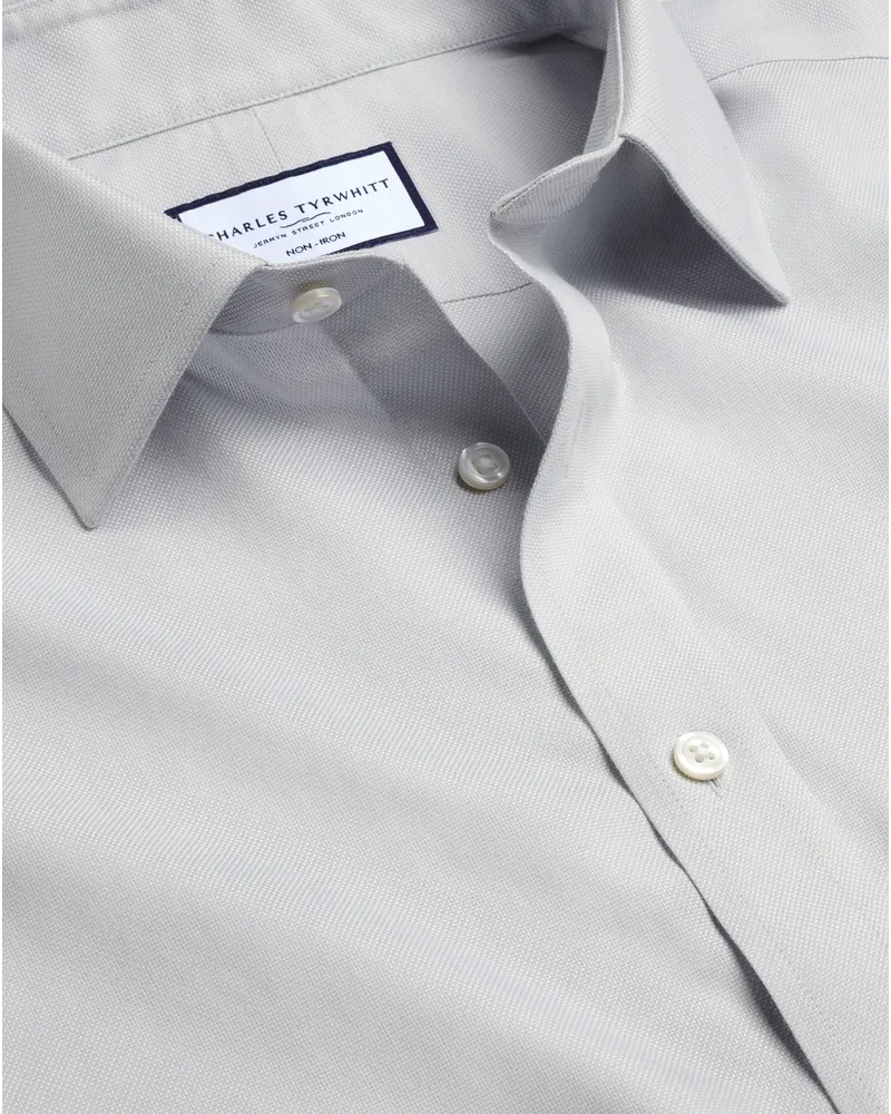 Charles Tyrwhitt Bügelfreies Royal-Oxfordhemd Silbergrau Silber