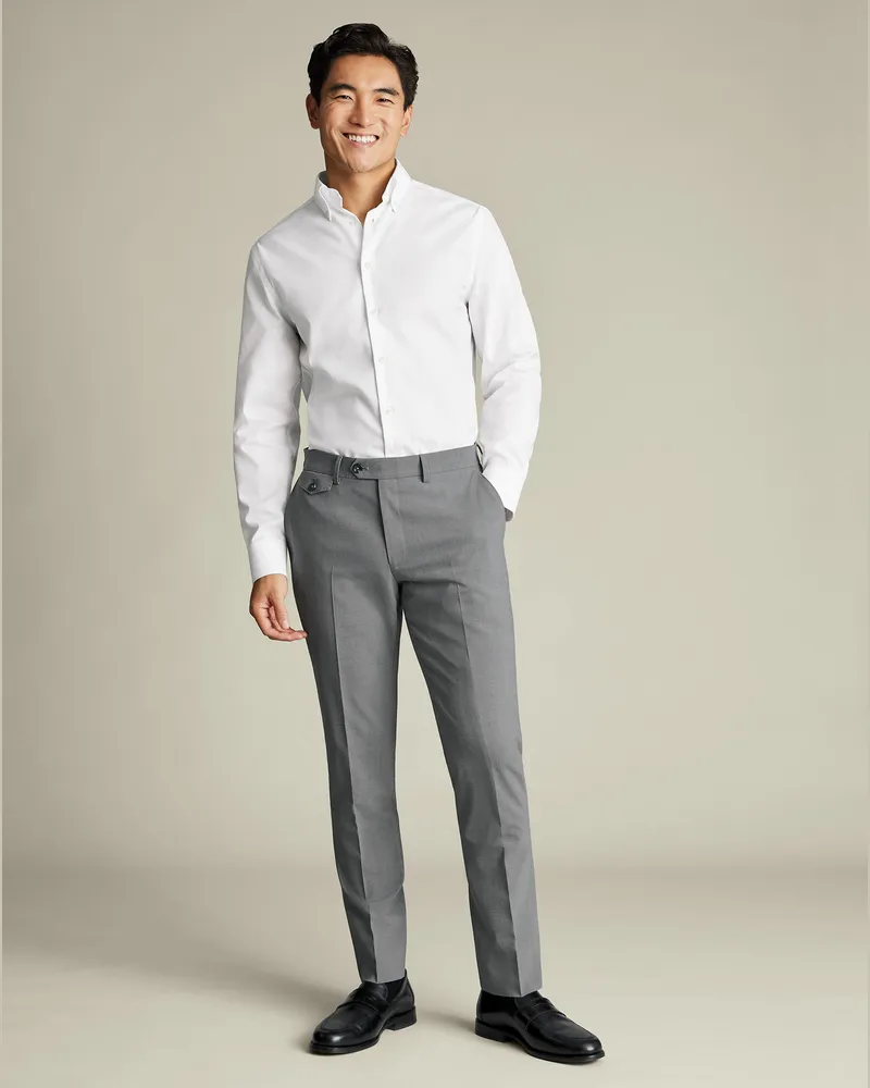 Charles Tyrwhitt Stretch-Wollhose Grau Grau