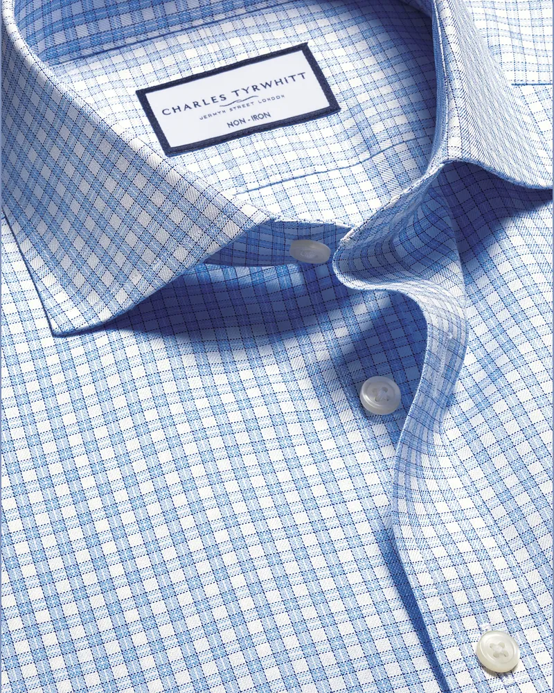 Charles Tyrwhitt Bügelfreies Twill-Hemd Blau