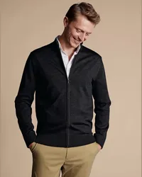 Charles Tyrwhitt Merino-Strickjacke Anthrazit