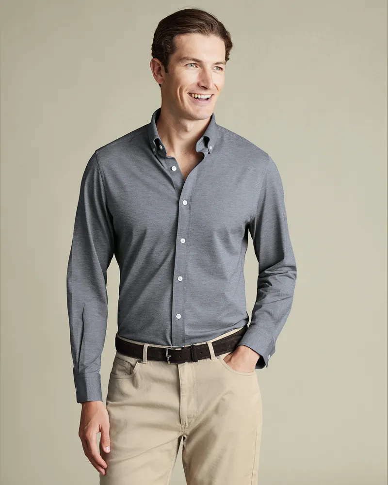 Charles Tyrwhitt Performance-Stretch-Hemd Grau