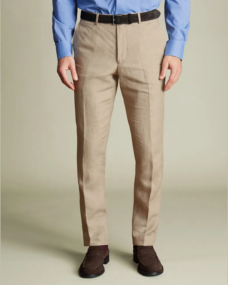 Charles Tyrwhitt Leinenhose Taupe Neutral