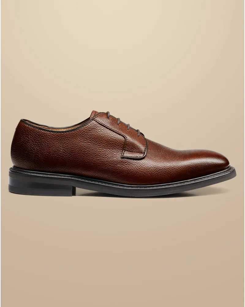 Charles Tyrwhitt Derby-Schuhe aus genarbtem Leder Braun