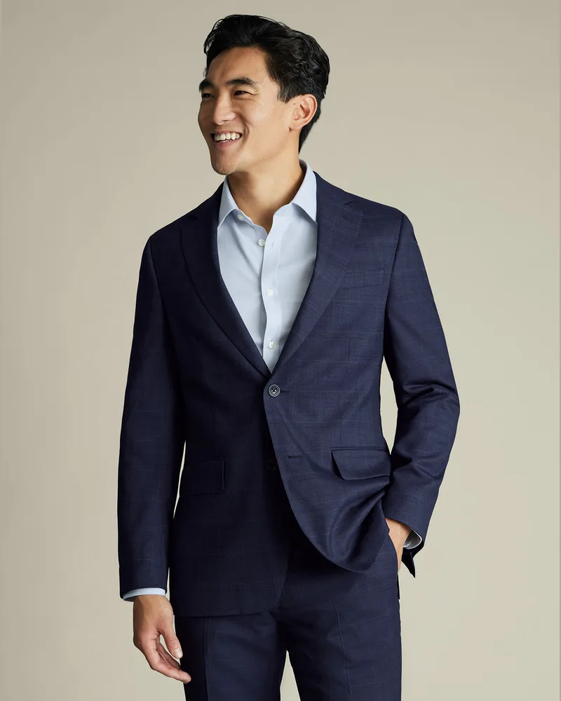 Charles Tyrwhitt Anzugsakko mit Karos Tintenblau Blau