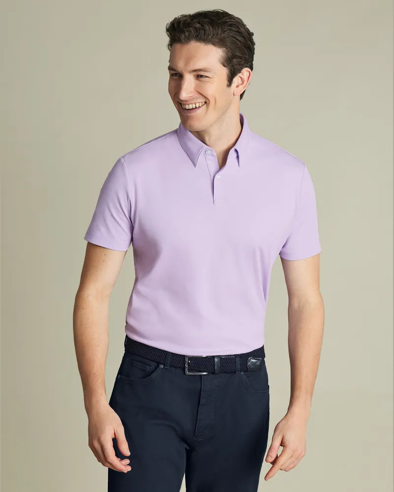 Charles Tyrwhitt Smartes Jersey-Polo Lila Purple