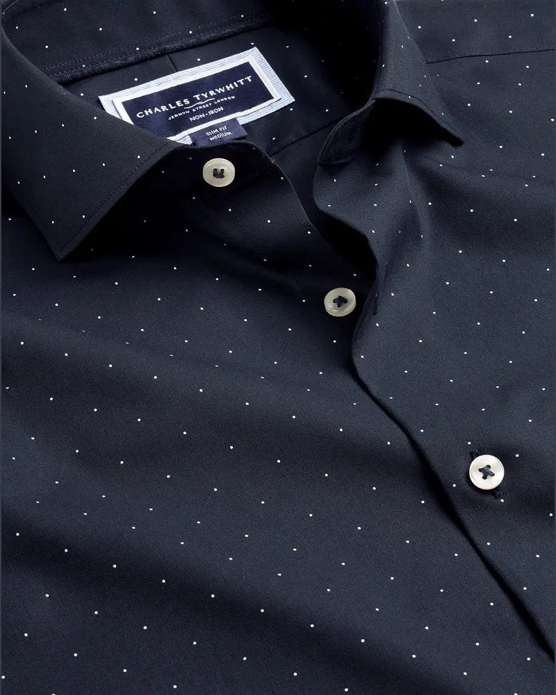 Charles Tyrwhitt Bügelfreies Hemd Marineblau
