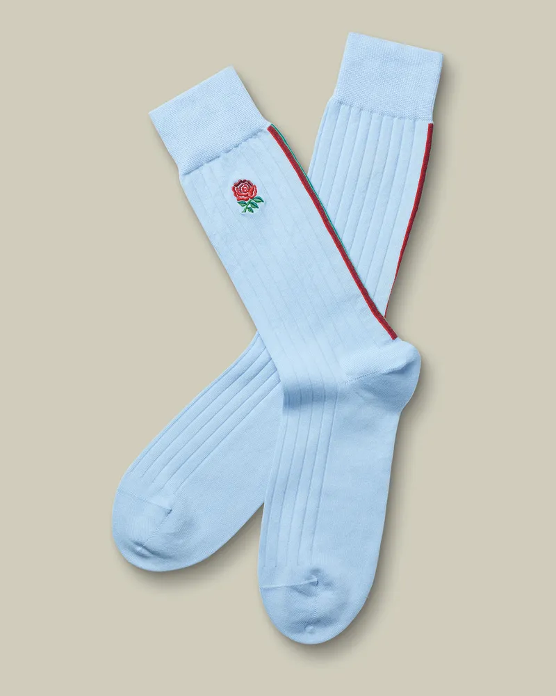 Charles Tyrwhitt England Rugby gerippte Baumwollsocken Blau