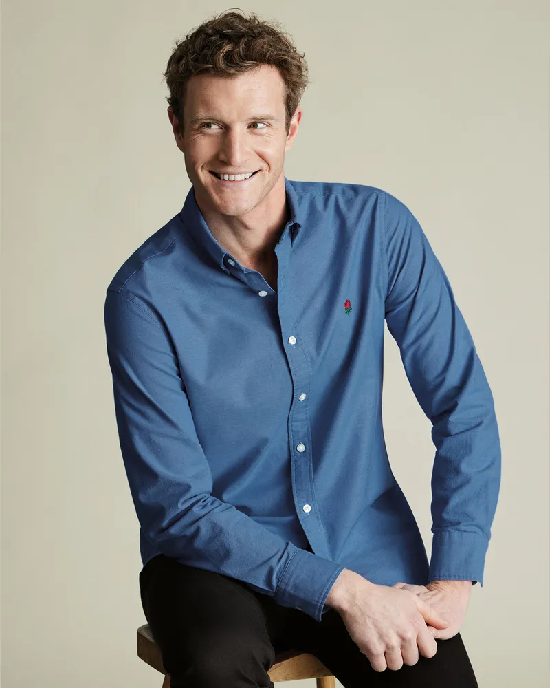 Charles Tyrwhitt England Rugby Oxfordhemd Blau