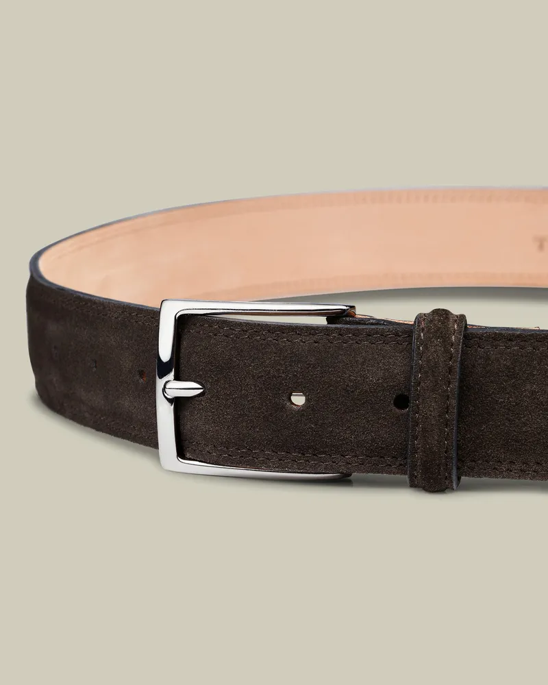 Charles Tyrwhitt Wildledergürtel Schokoladen Braun