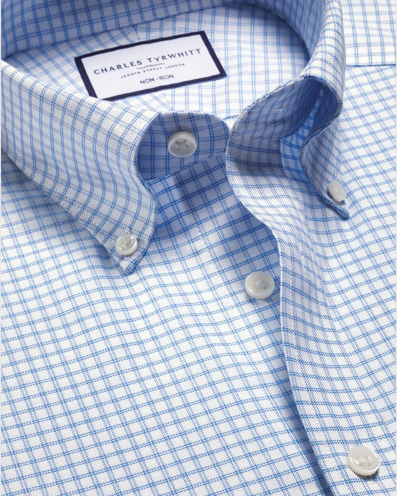 Charles Tyrwhitt Bügelfreies Stretch-Oxfordhemd Blau