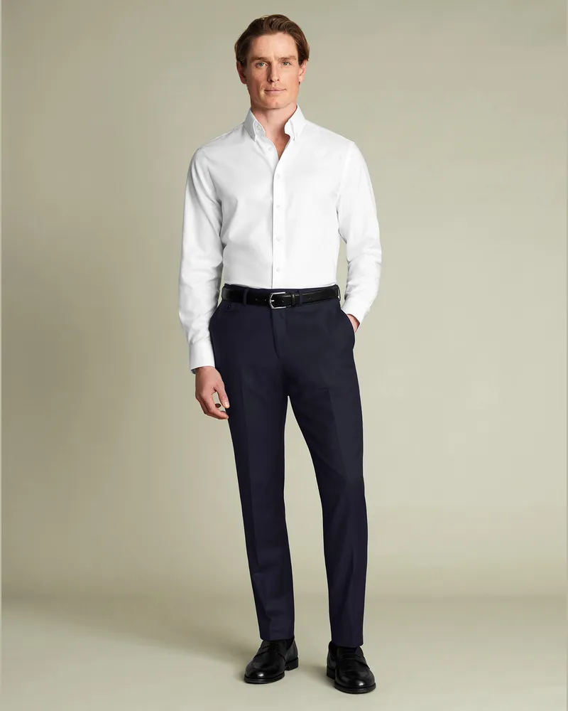 Charles Tyrwhitt Stretch-Wollhose aus Twill Marineblau