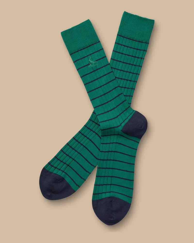 Charles Tyrwhitt Rippstrick-Baumwollsocken Grün