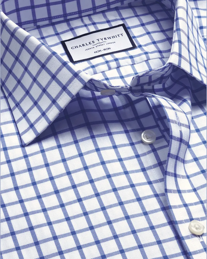 Charles Tyrwhitt Bügelfreies Twill-Hemd Blau