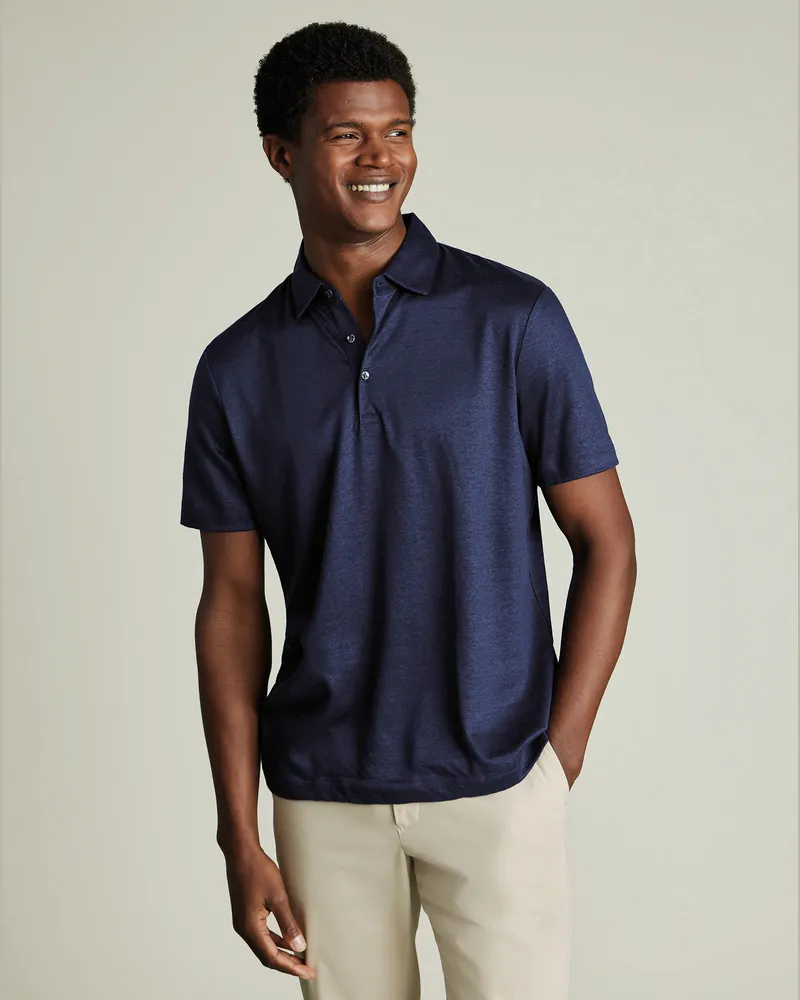 Charles Tyrwhitt Leinen-Polo Marineblau Marineblau